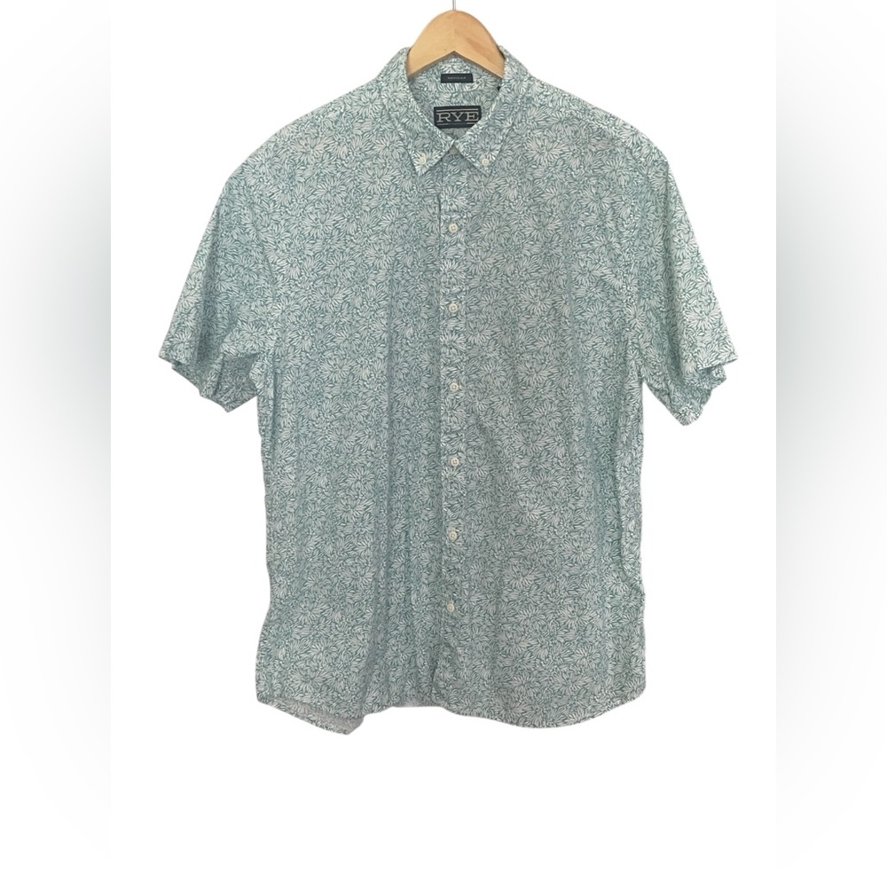 Rye Men's Size XL Light Green Floral Button Down Shirt